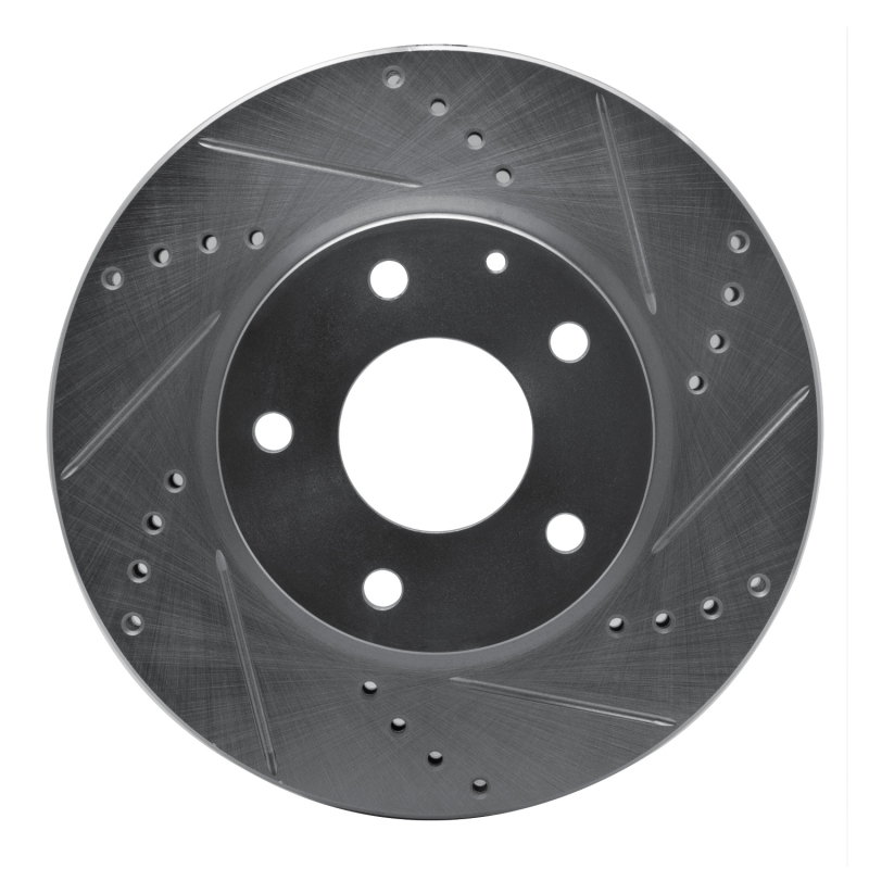 R1 14-24 Mazda 3 Front Right Drilled & Slotted Silver Brake Rotor - 631-80053R