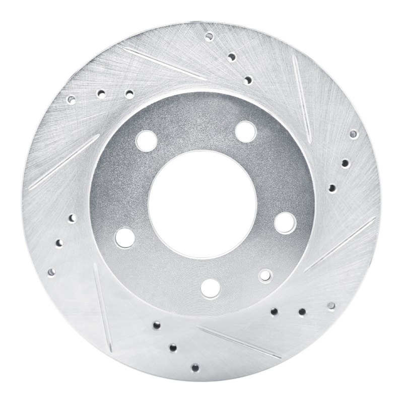 R1 92-93 Mazda MPV Front Right Drilled & Slotted Silver Brake Rotor - 631-80059R