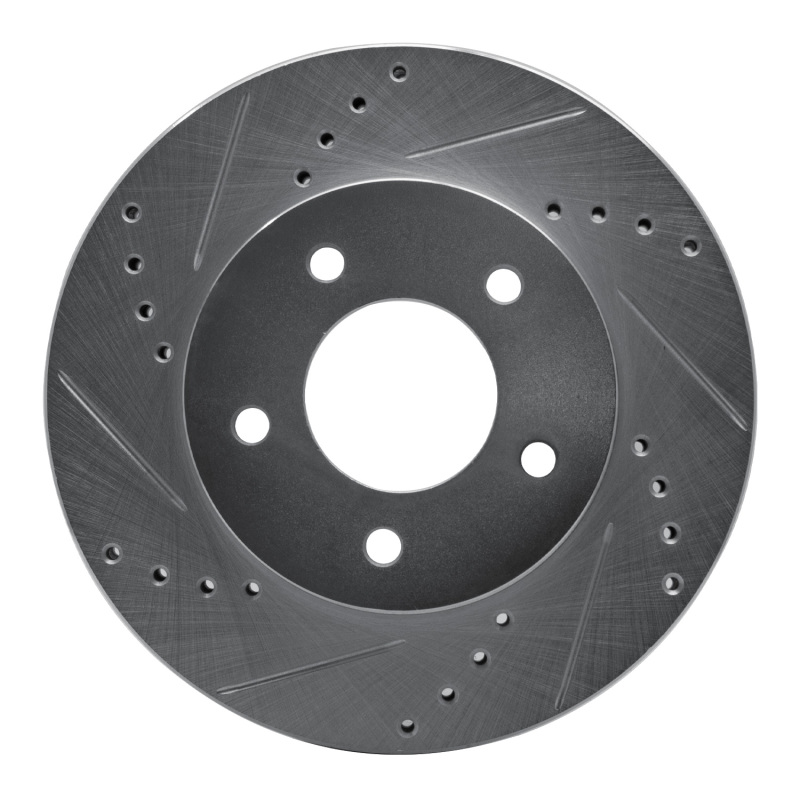 R1 96-98 Mazda MPV Front Left Drilled & Slotted Silver Brake Rotor - 631-80063L