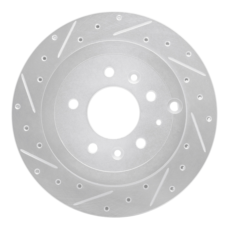 R1 07-12 Ford Edge Rear Left Drilled & Slotted Silver Brake Rotor - 631-80067L