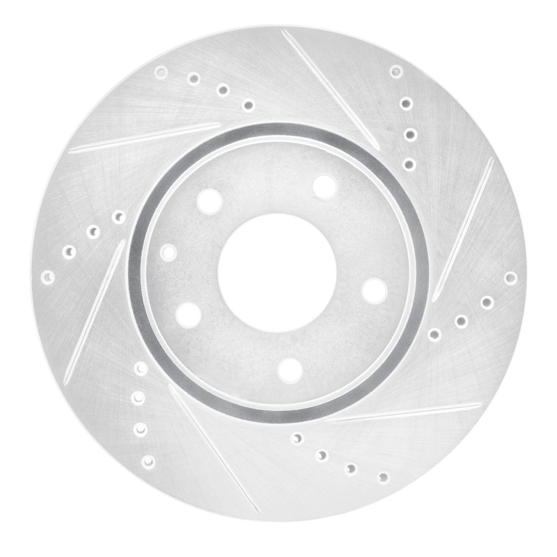 R1 16-25 Mazda 6 Front Right Drilled & Slotted Silver Brake Rotor - 631-80076R