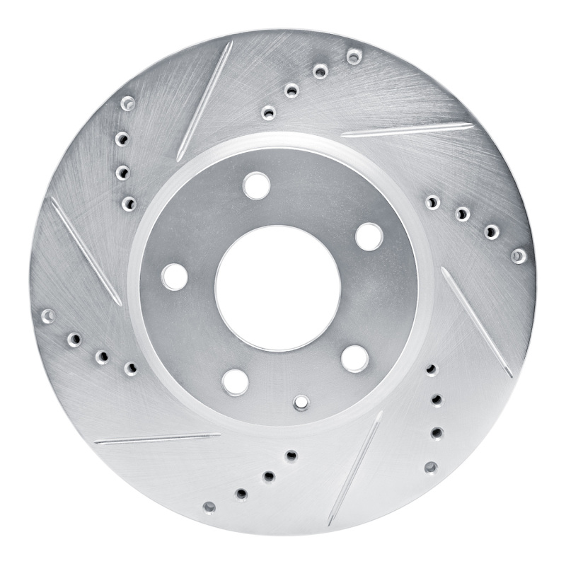 R1 13-19 Mazda 6 Front Left Drilled & Slotted Silver Brake Rotor - 631-80080L