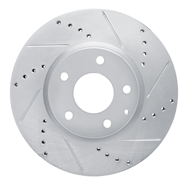R1 13-19 Mazda CX-5 Front Right Drilled & Slotted Silver Brake Rotor - 631-80080R