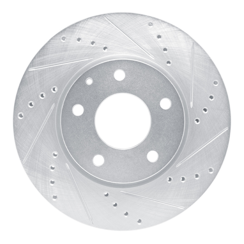 R1 19-25 Mazda 3 Front Right Drilled & Slotted Silver Brake Rotor - 631-80082R