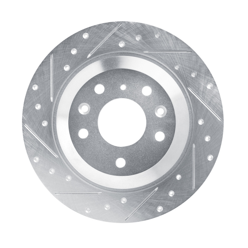R1 13-25 Mazda CX-30 Rear Left Drilled & Slotted Silver Brake Rotor - 631-80083L