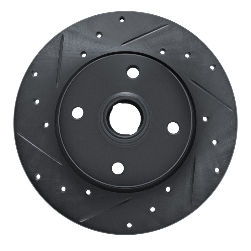 R1 76-84 Porsche 924 Front Left Drilled & Slotted Black Brake Rotor - 633-02004L