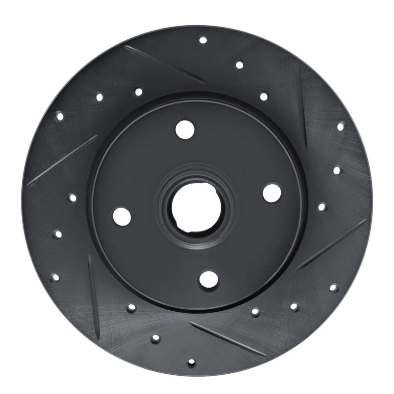 R1 76-84 Porsche 924 Front Right Drilled & Slotted Black Brake Rotor - 633-02004R