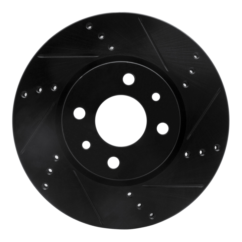 R1 09-19 Dodge Vision (Mexico) Front Right Drilled & Slotted Black Brake Rotor - 633-07002R