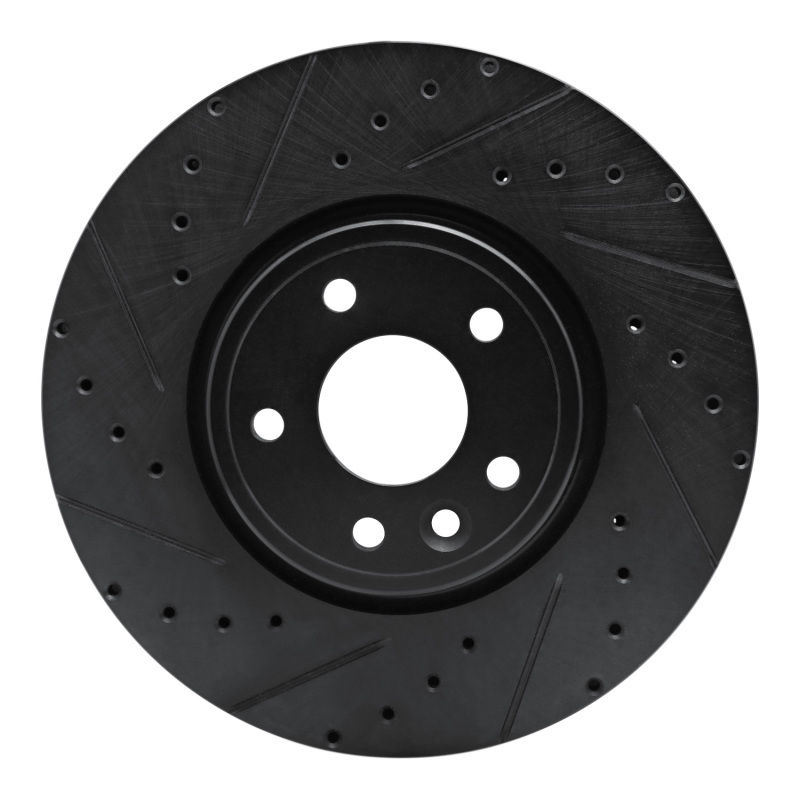 R1 17-19 Jaguar XE Front Left Drilled & Slotted Black Brake Rotor - 633-20036L