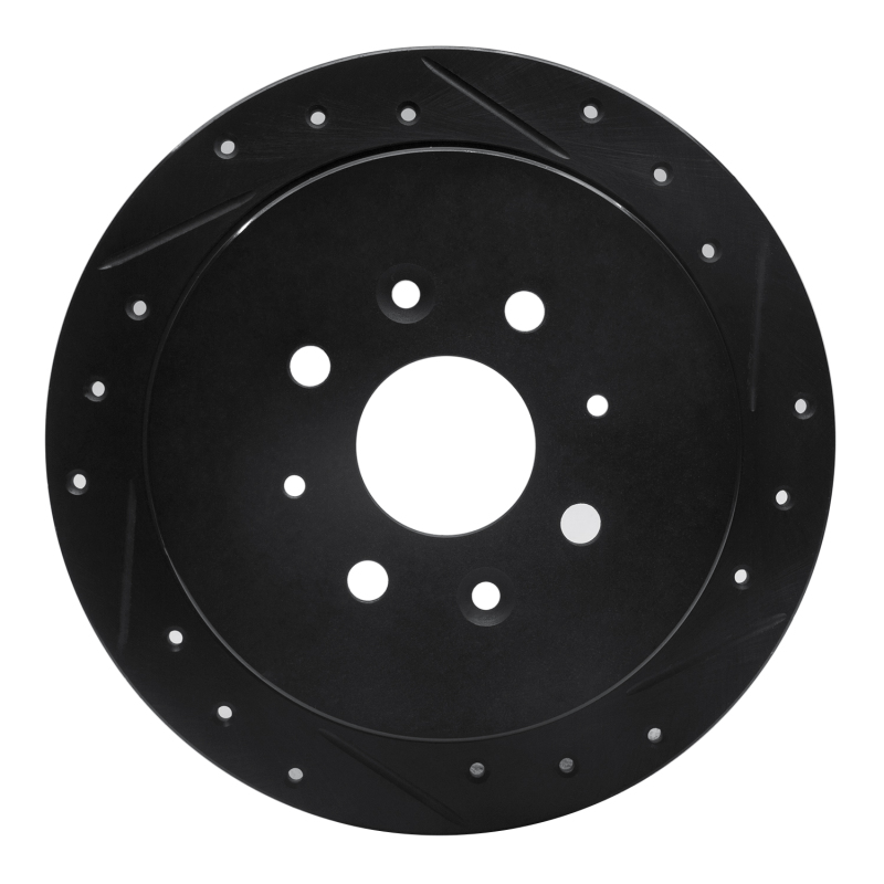R1 95-97 Kia Sephia Rear Right Drilled & Slotted Black Brake Rotor - 633-21002R