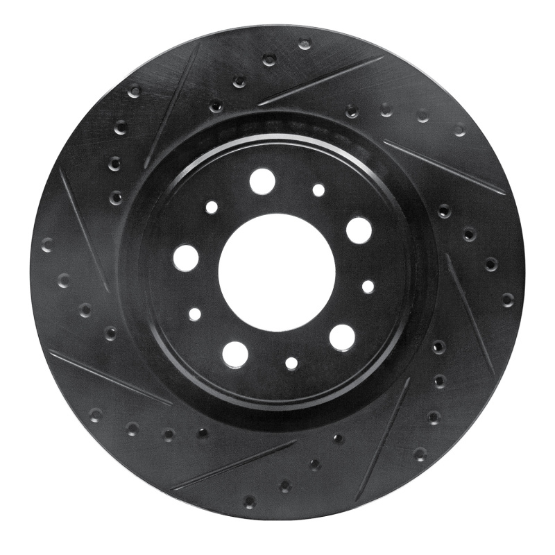 R1 98-04 Volvo V70 Front Left Drilled & Slotted Black Brake Rotor - 633-27022L