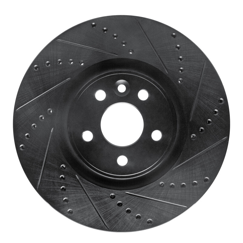 R1 2007-2016 Volvo S60 Front Right Drilled & Slotted Black Brake Rotor - 633-27036R