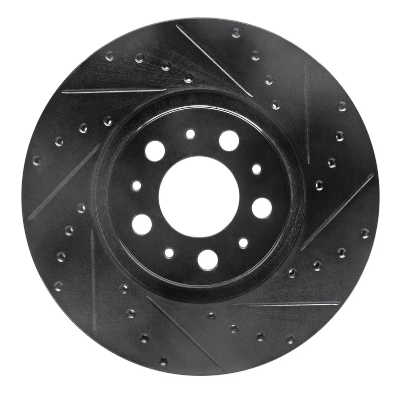 R1 03-09 Volvo XC90 Front Right Drilled & Slotted Black Brake Rotor - 633-27038R