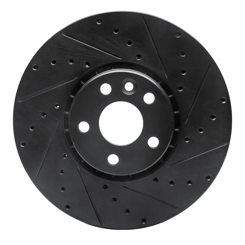 R1 10-16 Volvo XC60 Front Right Drilled & Slotted Black Brake Rotor - 633-27043R