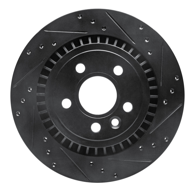 R1 07-18 Volvo S60 Rear Right Drilled & Slotted Black Brake Rotor - 633-27060R