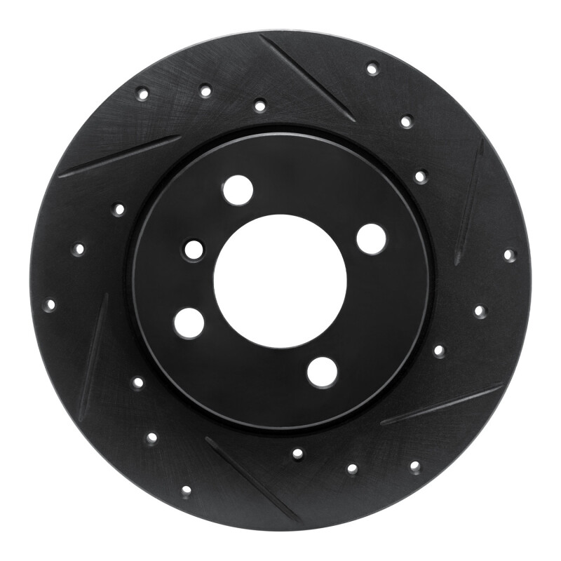 R1 84-85 BMW 318I Front Right Drilled & Slotted Black Brake Rotor - 633-31009R