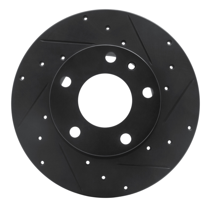 R1 76-76 BMW 530I Front Right Drilled & Slotted Black Brake Rotor - 633-31013R