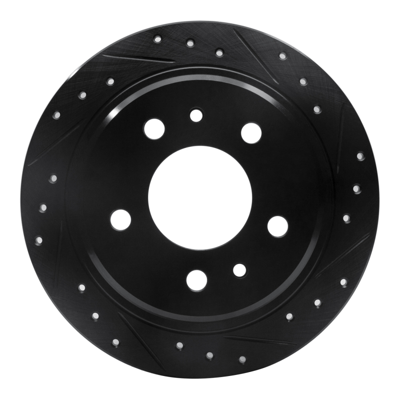 R1 82-89 BMW 524TD Rear Right Drilled & Slotted Black Brake Rotor - 633-31015R