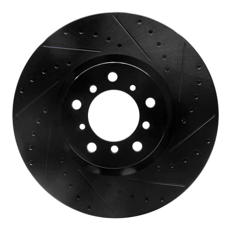 R1 00-03 BMW M5 Left Front Drilled & Slotted Black Brake Rotor - 633-31056D