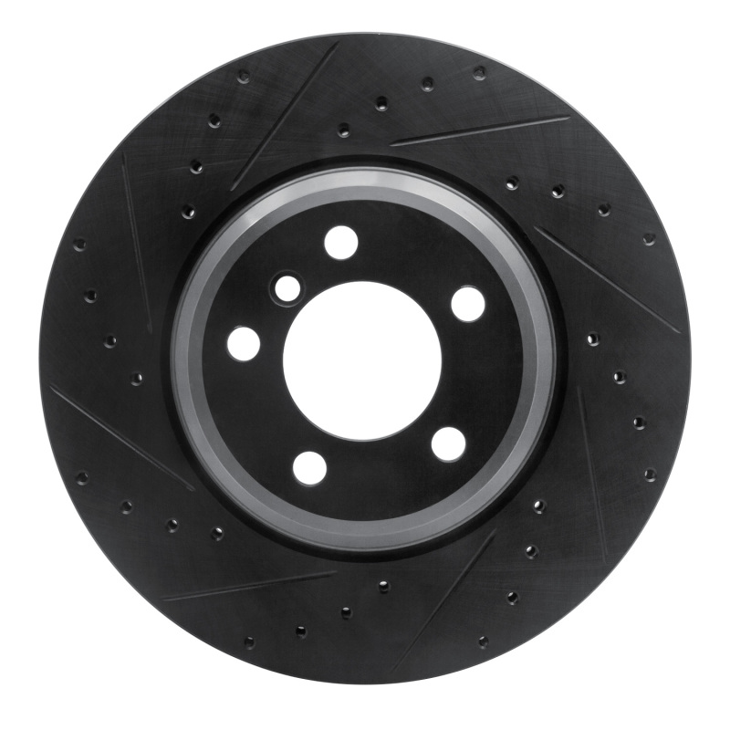R1 02-08 BMW 745LI Front Left Drilled & Slotted Black Brake Rotor - 633-31058L