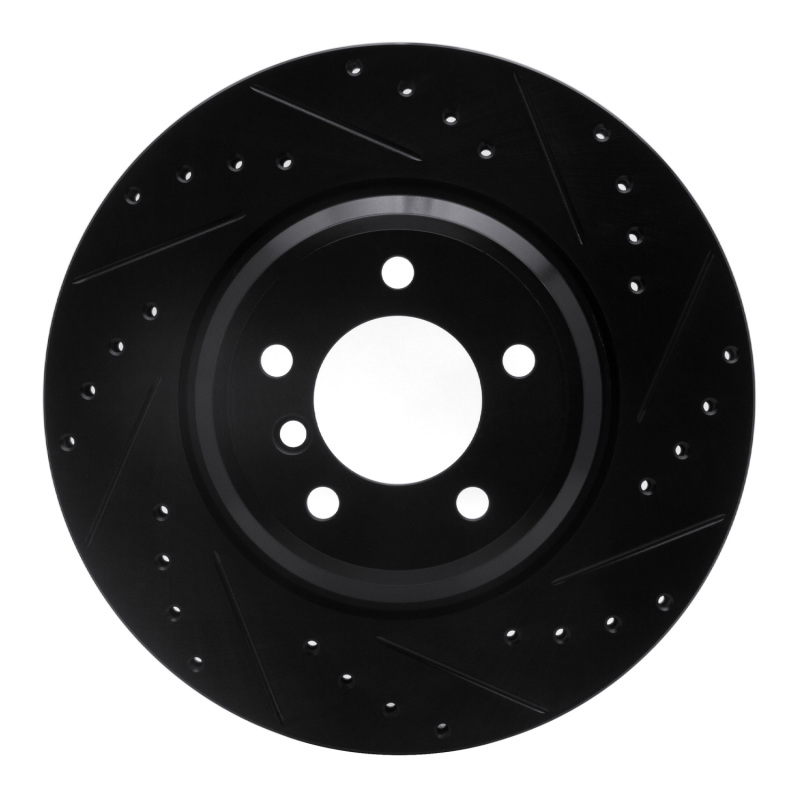 R1 07-15 BMW 335I Front Right Drilled & Slotted Black Brake Rotor - 633-31082R
