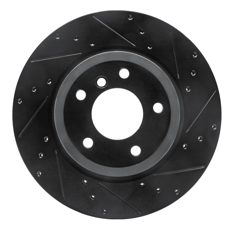 R1 11-16 BMW Z4 Rear Right Drilled & Slotted Black Brake Rotor - 633-31107R