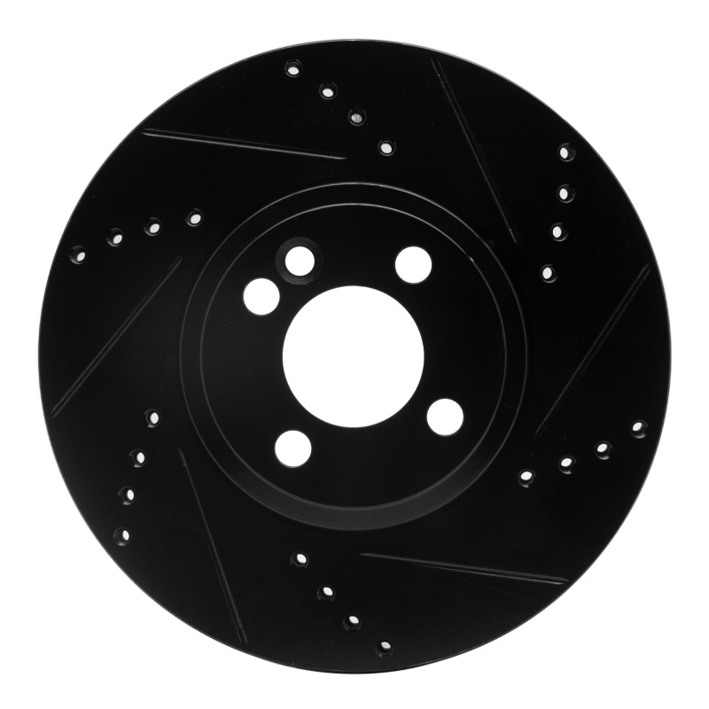 R1 07-15 Mini Cooper (Excl Clubman) Front Right Drilled & Slotted Black Brake Rotor - 633-32006R