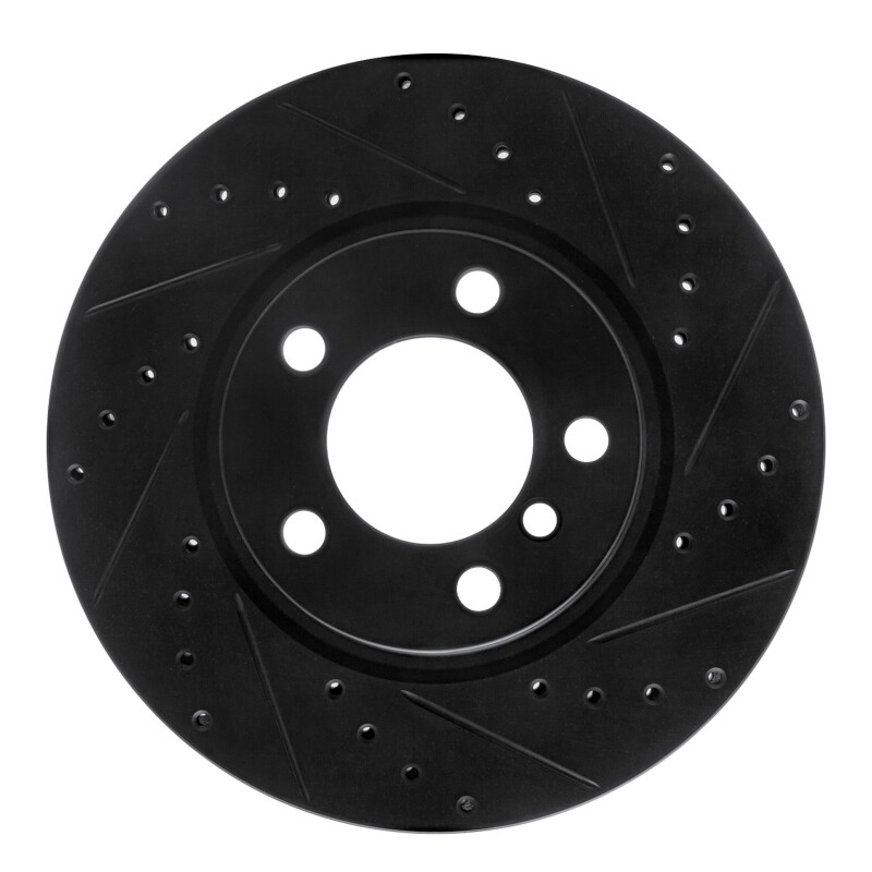 R1 11-16 Mini Cooper Paceman Front Right Drilled & Slotted Black Brake Rotor - 633-32011R