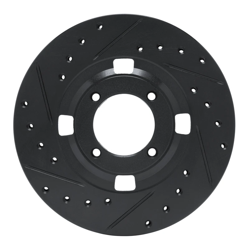 R1 83-89 Isuzu Impulse Front Left Drilled & Slotted Black Brake Rotor - 633-37001L