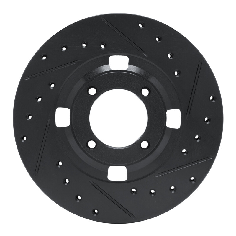 R1 83-89 Isuzu Impulse Front Right Drilled & Slotted Black Brake Rotor - 633-37001R