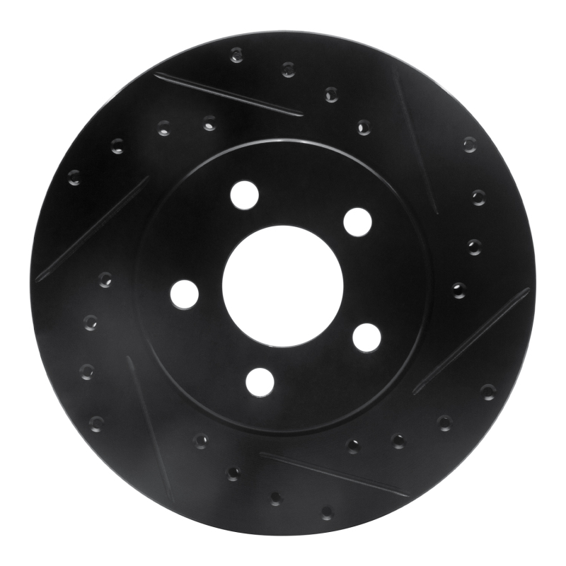 R1 95-00 Chrysler Sebring Front Right Drilled & Slotted Black Brake Rotor - 633-39009R