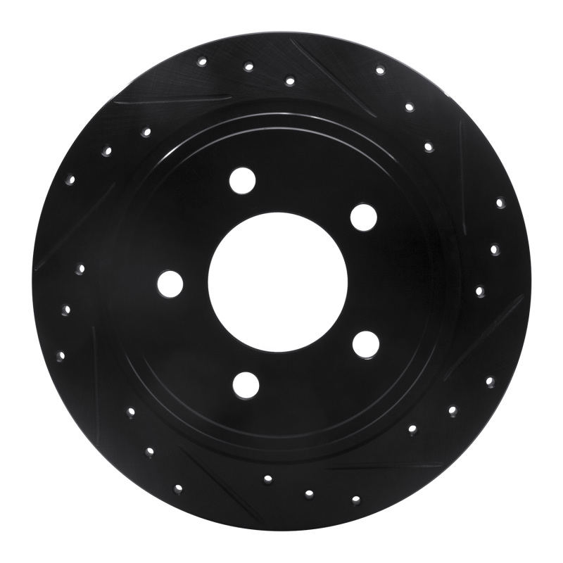 R1 04-08 Chrysler Pacifica Rear Right Drilled & Slotted Black Brake Rotor - 633-39028R