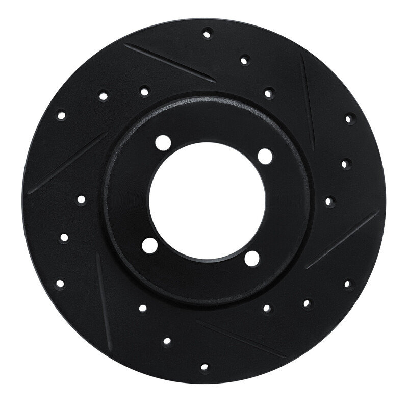 R1 78-83 Dodge Colt Front Right Drilled & Slotted Black Brake Rotor - 633-40000R