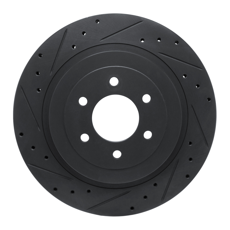 R1 92-02 Dodge Viper Rear Left Drilled & Slotted Black Brake Rotor - 633-40014L