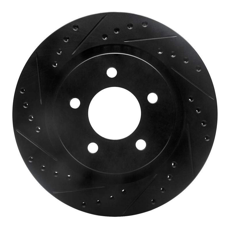 R1 99-04 Chrysler 300M Front Left Drilled & Slotted Black Brake Rotor - 633-40019L