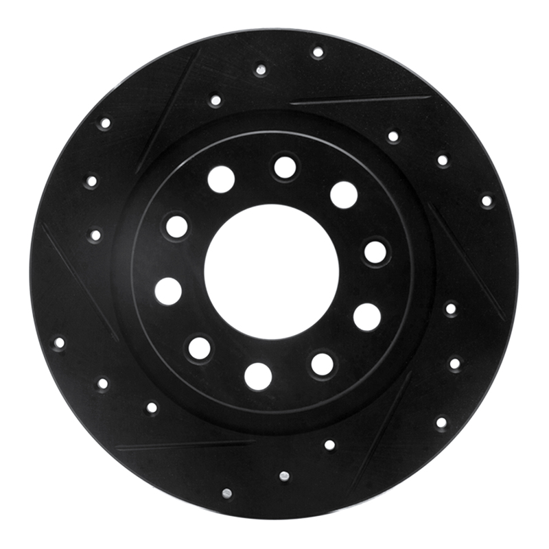 R1 03-17 Dodge Viper Rear Left Drilled & Slotted Black Brake Rotor - 633-40023L