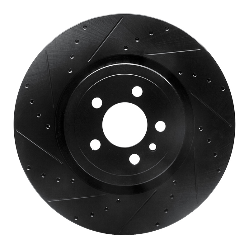 R1 14-23 Dodge Charger Front Left Drilled & Slotted Black Brake Rotor - 633-40035L