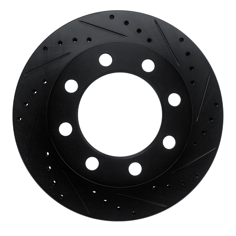 R1 89-93 Dodge D250 Front Right Drilled & Slotted Black Brake Rotor - 633-40072R