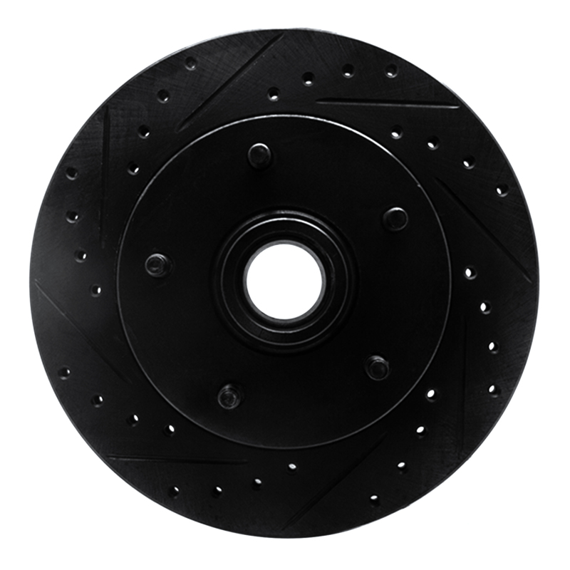 R1 94-99 Dodge Ram 1500 Pickup Front Left Drilled & Slotted Black Brake Rotor - 633-40076L