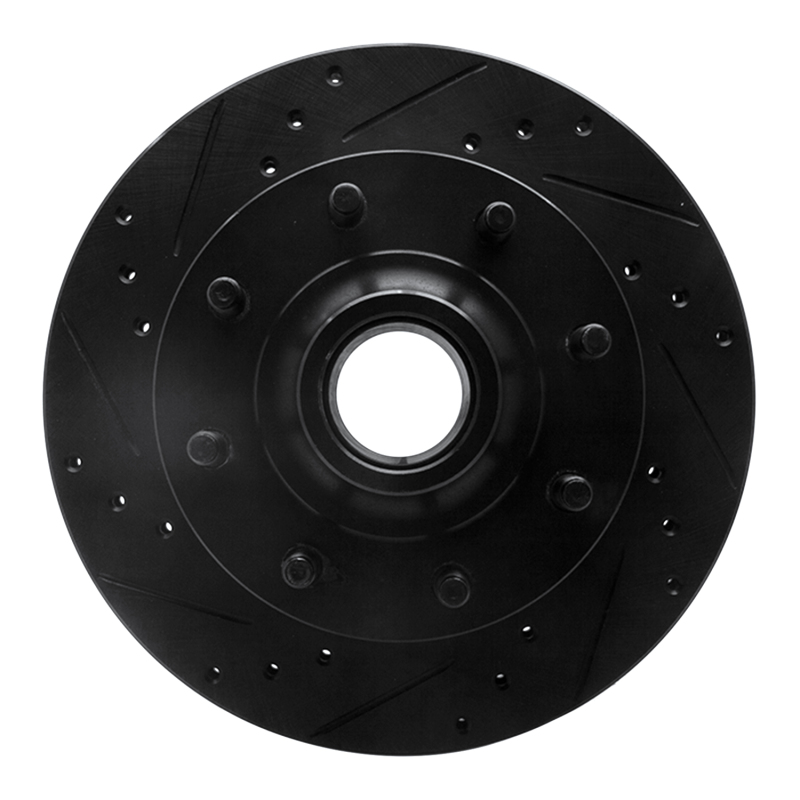R1 1994-1999 Dodge Ram 2500 Front Left Drilled & Slotted Black Brake Rotor - 633-40078L