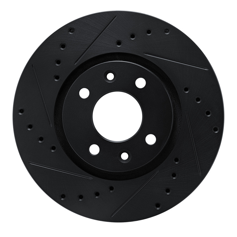 R1 88-89 Eagle Medallion Front Left Drilled & Slotted Black Brake Rotor - 633-41000L