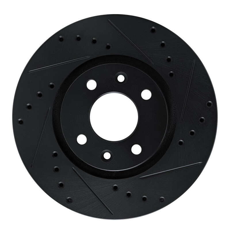 R1 88-89 Eagle Medallion Front Right Drilled & Slotted Black Brake Rotor - 633-41000R