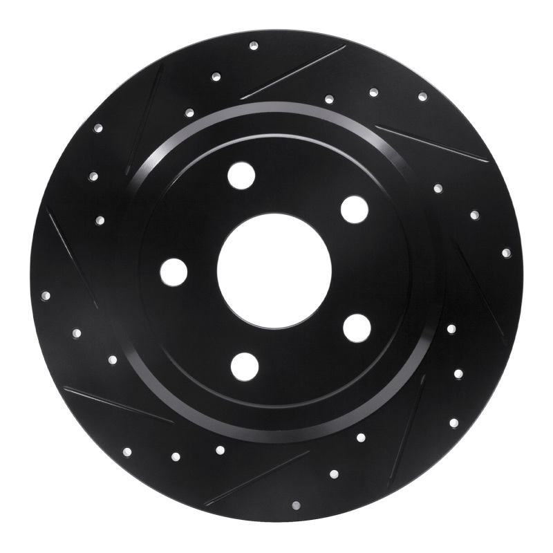 R1 11-22 Dodge Durango Rear Left Drilled & Slotted Black Brake Rotor - 633-42004L