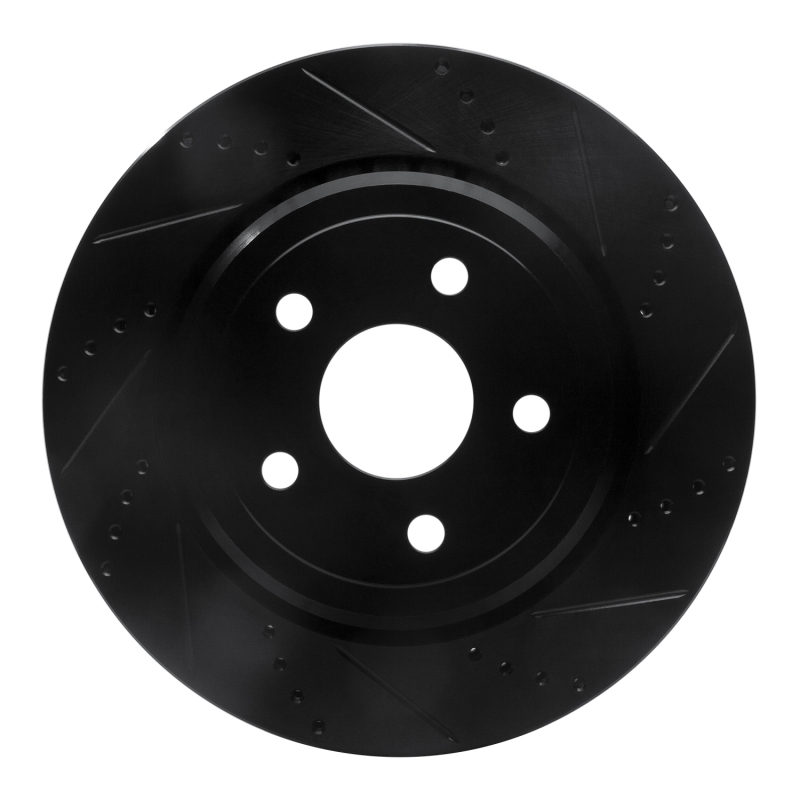 R1 12-25 Dodge Durango Rear Right Drilled & Slotted Black Brake Rotor - 633-42008R