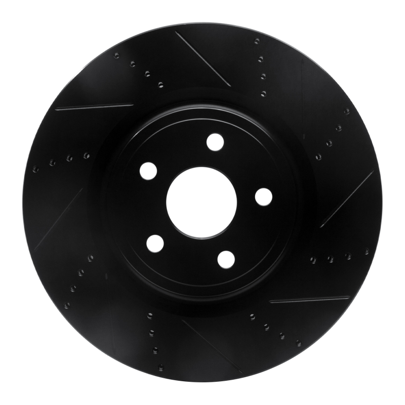 R1 2012-2025 Dodge Durango Front Right Drilled & Slotted Black Brake Rotor - 633-42009R
