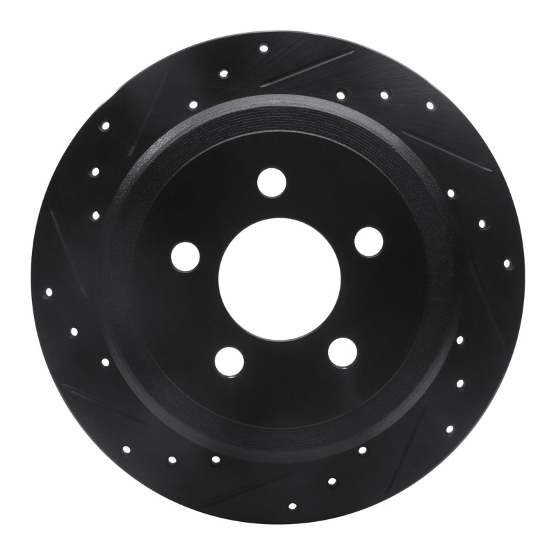 R1 07-12 Dodge Nitro Rear Left Drilled & Slotted Black Brake Rotor - 633-42019L