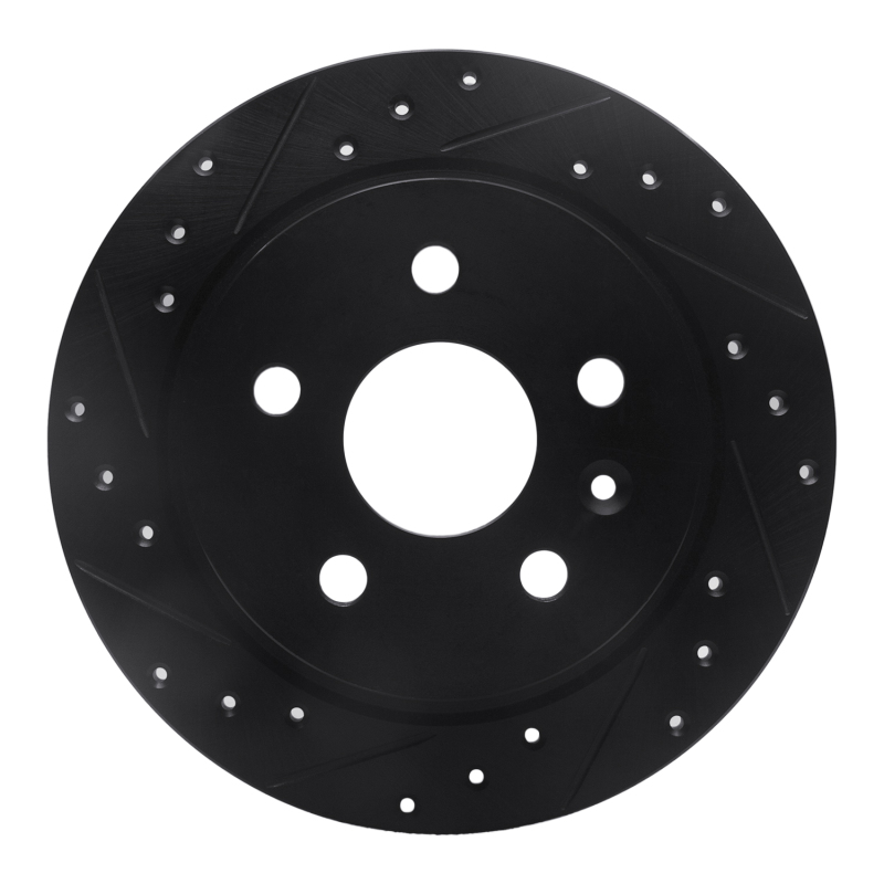 R1 11-16 Buick Regal Rear Left Drilled & Slotted Black Brake Rotor - 633-45015L