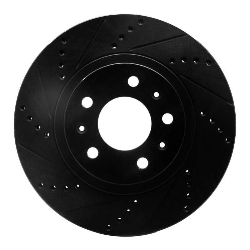 R1 03-07 Cadillac CTS Front Left Drilled & Slotted Black Brake Rotor - 633-46012L