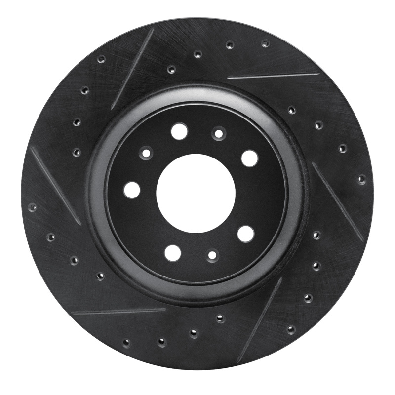 R1 04-08 Cadillac CTS Front Left Drilled & Slotted Black Brake Rotor - 633-46017L