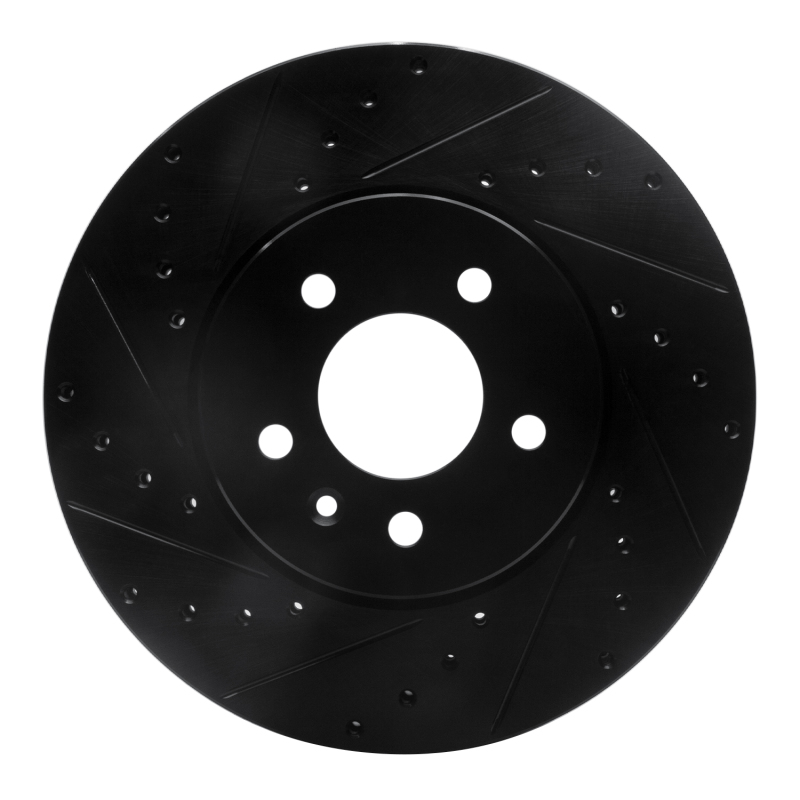 R1 13-25 Cadillac CT4 Front Left Drilled & Slotted Black Brake Rotor - 633-46035L